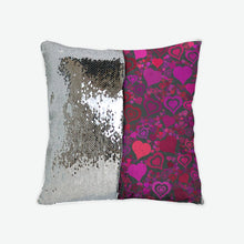 Load image into Gallery viewer, Sage&#39;s Hearts Sequin Reversible Pillow Case
